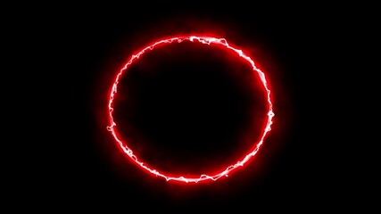 Red circle neon glow border, seamless loop
