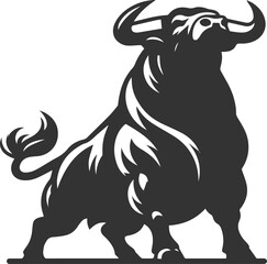 Angry bull angus cattle vector silhouette