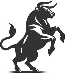 Angry bull angus cattle vector silhouette
