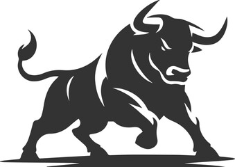 Angry bull angus cattle vector silhouette