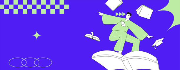 Education and learning people flat vector concept hand drawn illustration
