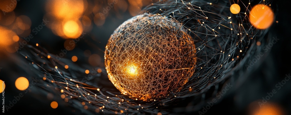 Poster abstract representation of energy and connectivity in a digital universe.