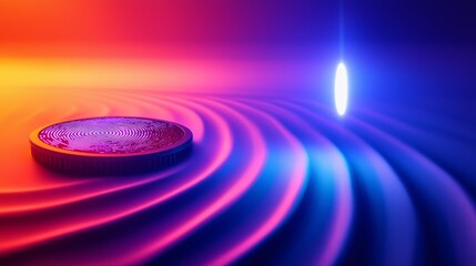 Fototapeta premium Abstract representation of digital currency with colorful waves and light effects.