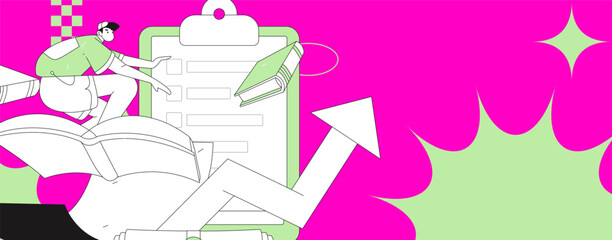 Education and learning people flat vector concept hand drawn illustration
