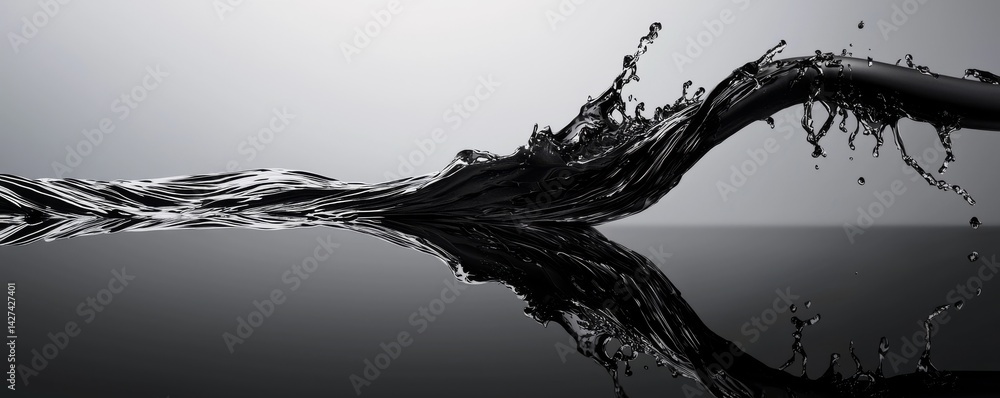 Poster an abstract depiction of flowing liquid capturing movement and elegance.