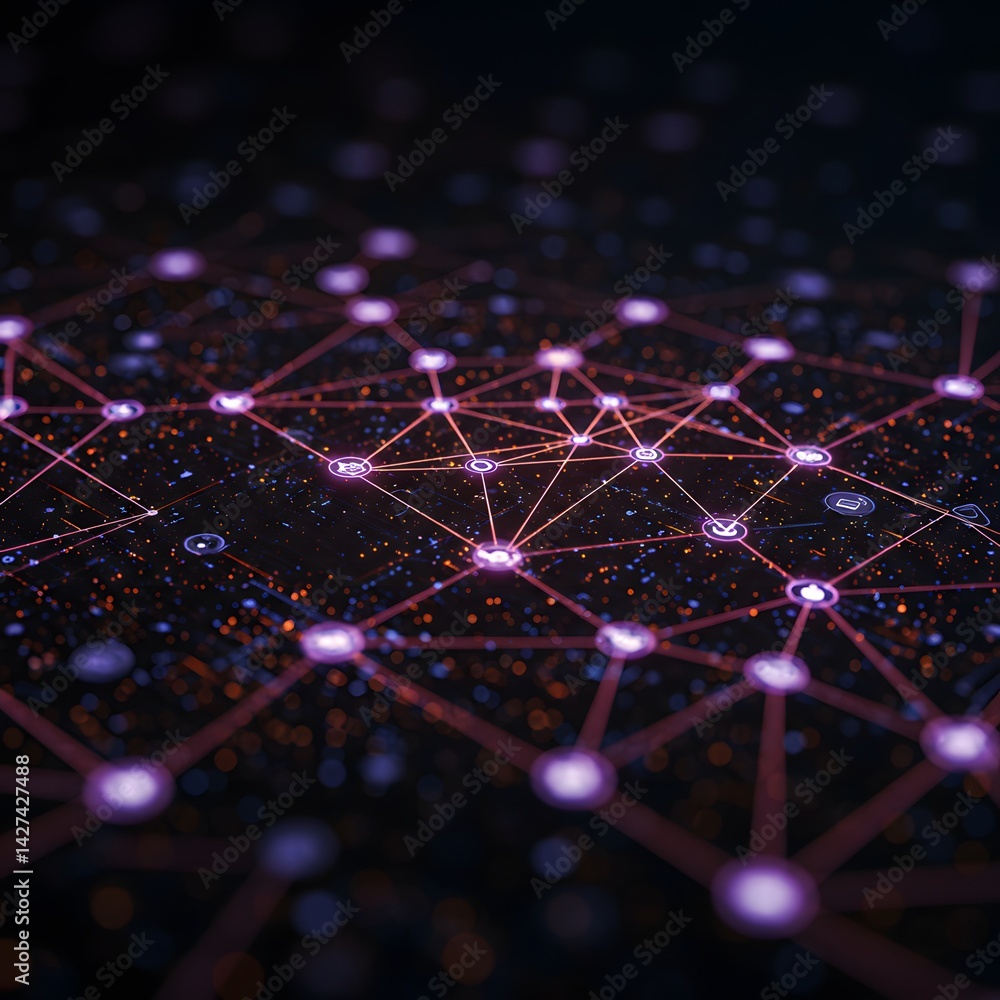 Poster abstract network connections futuristic technology digital data global communication