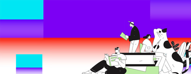 Education and learning people flat vector concept hand drawn illustration
