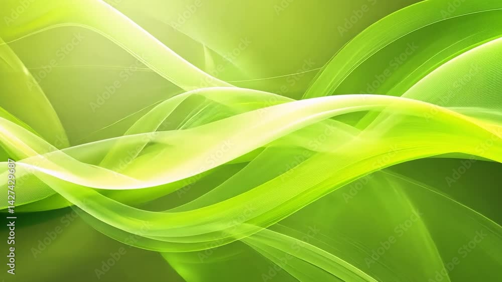 Poster vibrant abstract background with smooth green waves and flowing lines creates dynamic motion, enhanc