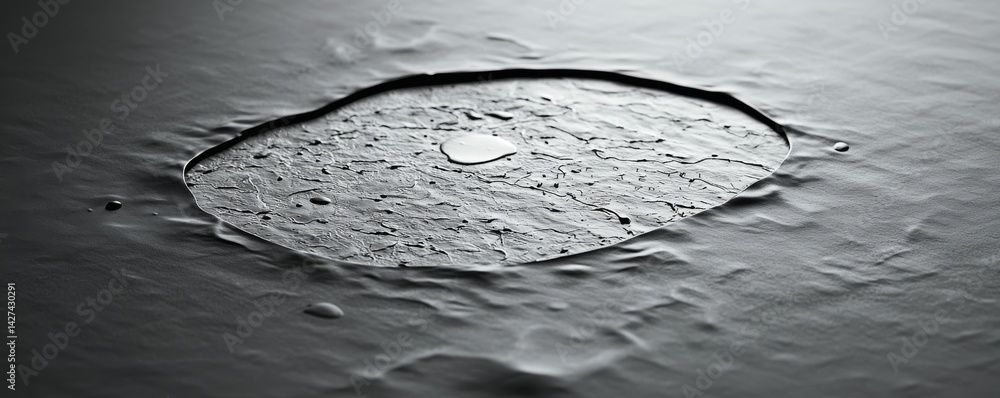 Poster close-up of a water droplet creating ripples on a smooth surface.