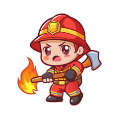 Chibi Firefighter with Axe