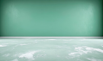 Empty Green Wall and Floor Space for Interior Design Projects, Minimalist Background for Creative Spaces or Contemporary Art Displays