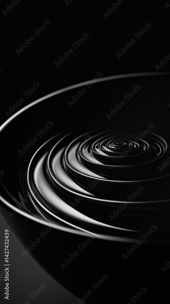 Aufkleber elegant close-up of a black bowl with swirling liquid creating mesmerizing patterns.