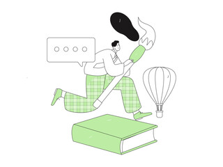 Education and learning people flat vector concept hand drawn illustration
