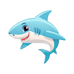 Obraz premium Cute Kawaii Shark – Adorable Cartoon Ocean Animal Illustration