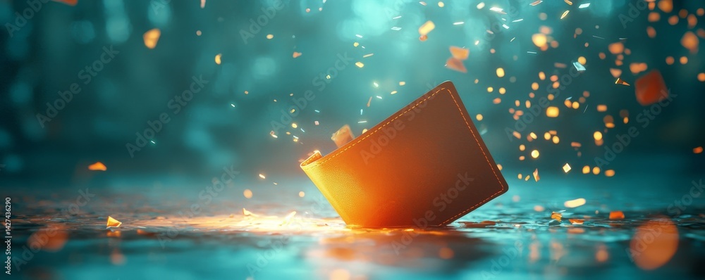 Poster vibrant abstract image featuring a glowing object surrounded by sparks.