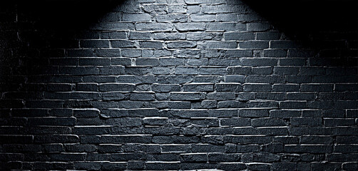 Dark brick wall with grunge texture under spotlight
