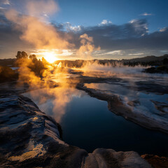Rejuvenate Your Senses With Hot Steam Rising From Geothermal Springs At Dawn In Serene Retreats