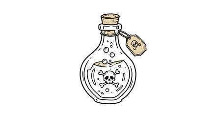 Halloween poison bottle with skull symbol and cork stopper  