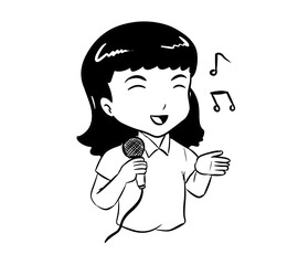 singing girl digital illustration drawing isolated