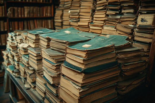 "Stack of books on a table, surrounded by a pair of vintage reading glasses and a steaming cup of coffee."