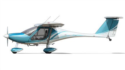 Experience Sleek Performance of a Light Sport Aircraft Side Profile Isolated on Clean White Background
