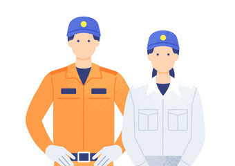 人命救助に関わるお仕事。レスキュー隊と救急救命士のベクターイラスト素材。