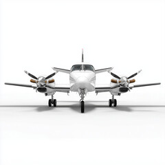 Fototapeta premium Admire a Twin-Engine Prop Plane Styled Against a Flawless White Background in High-Definition Aviation Imagery