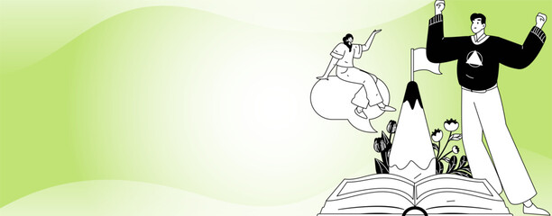 Education and learning people flat vector concept hand drawn illustration
