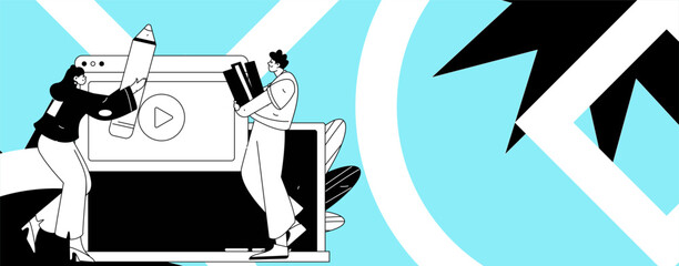 Education and learning people flat vector concept hand drawn illustration
