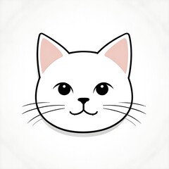 Happy Cartoon Cat Design with Soft Whiskers and Gentle Minimal Expression