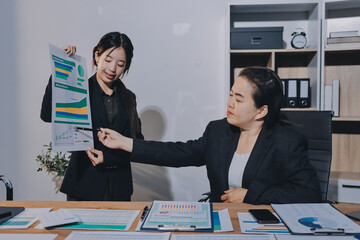 Business analyze,Close up Business people meeting to discuss the situation on the market. Business Financial Concept