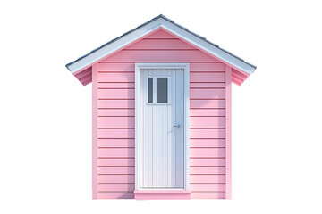 A pink beach hut isolated on transparent background
