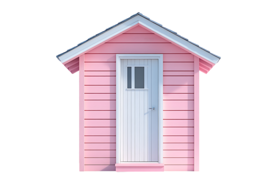 A pink beach hut isolated on transparent background
