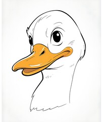 Cheerful White Duck with Bold Outline and a Soft, Friendly Look
