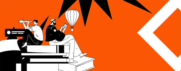 Education and learning people flat vector concept hand drawn illustration
