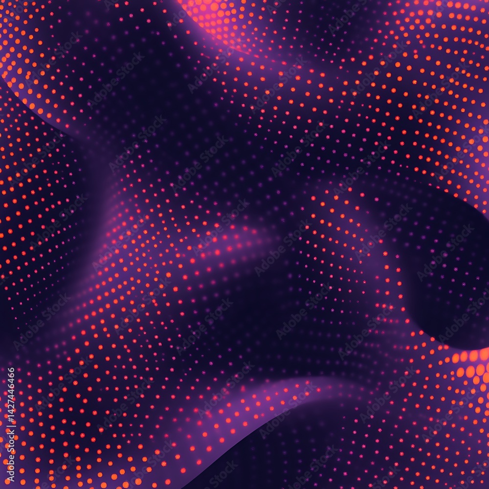 Poster abstract digital fabric design. dynamic, textured surface with vibrant dots and waves of color. intr