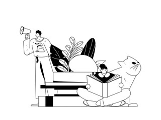 Education and learning people flat vector concept hand drawn illustration
