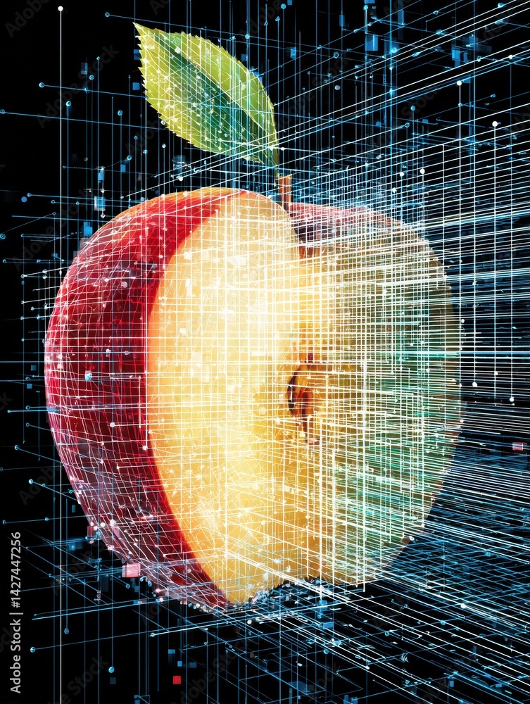 Poster Digital Nutrition Analysis of Apple Slice With Grid Visualization and Vitamin Information for Smarter Dietary Choices