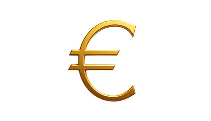 Obraz premium Golden Euro symbol, white isolate background