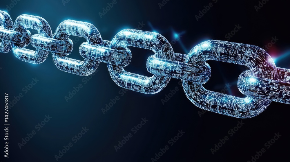 Poster abstract concept of fintech with digital currency, blockchain data flows, and secure online transact
