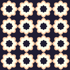 A scalloped shape vector with many colors that gives the impression of a flower.