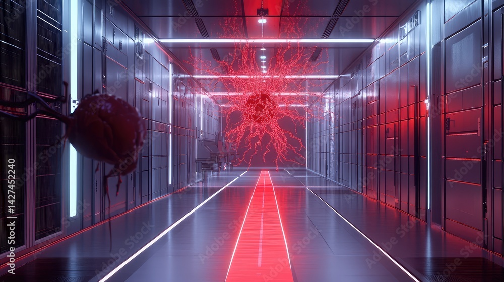 Poster abstract neural network visualizing ai assisting healthcare with glowing pathways, analyzing medical