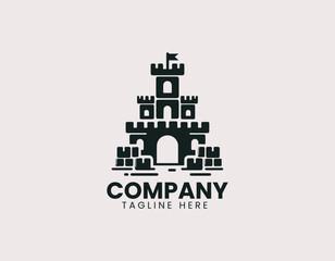 Toy Block Castle Tower Vector Logo Design, Colorful Toy Block Castle Tower Logo