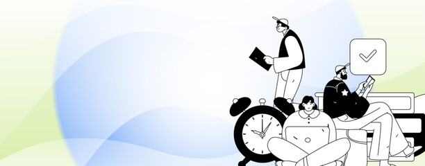 Fototapeta premium Education and learning people flat vector concept hand drawn illustration 