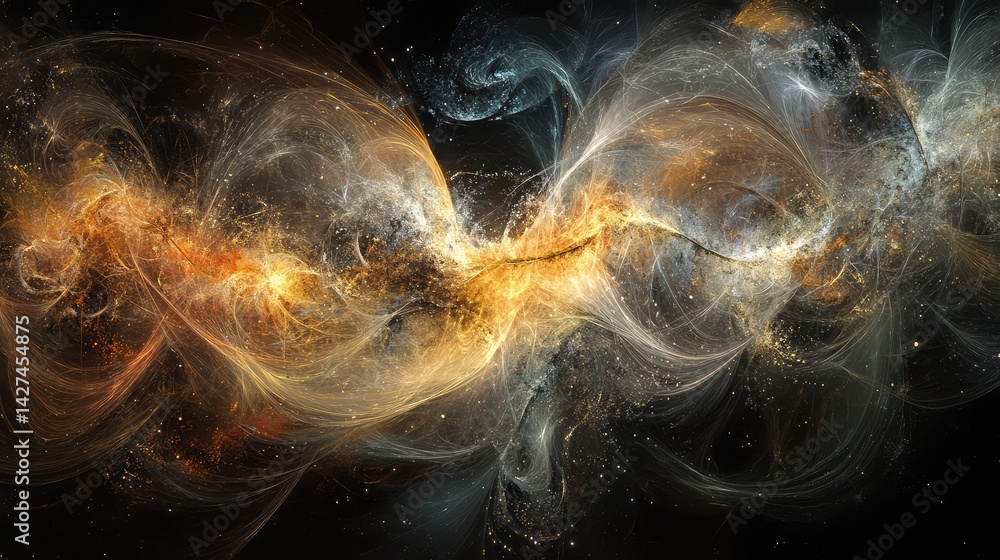 Poster energy flows and motion sensors visualized as abstract feedback systems in a digital space