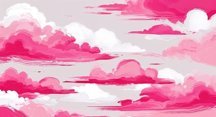 Obraz premium pink clouds acrylic brush strokes abstract pattern art design on plain white background illustration