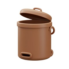 3D round brown composting bin