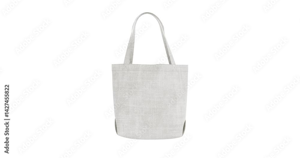 Poster 4k Resolution Video: White Blank Textile Tote Bag Mockup Template for Shopping with Handles Seamless Looped Rotating on a white background with Alpha Matte