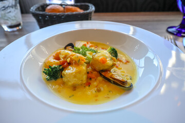 Creamy Yellow Sauce Garnished with Vegetables, Japan Dec 8 2024