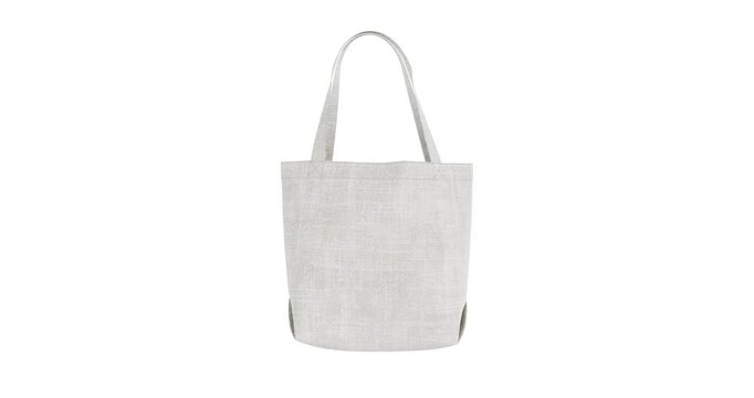4k Resolution Video: White Blank Textile Tote Bag Mockup Template for Shopping with Handles Seamless Looped Rotating on a white background with Alpha Matte